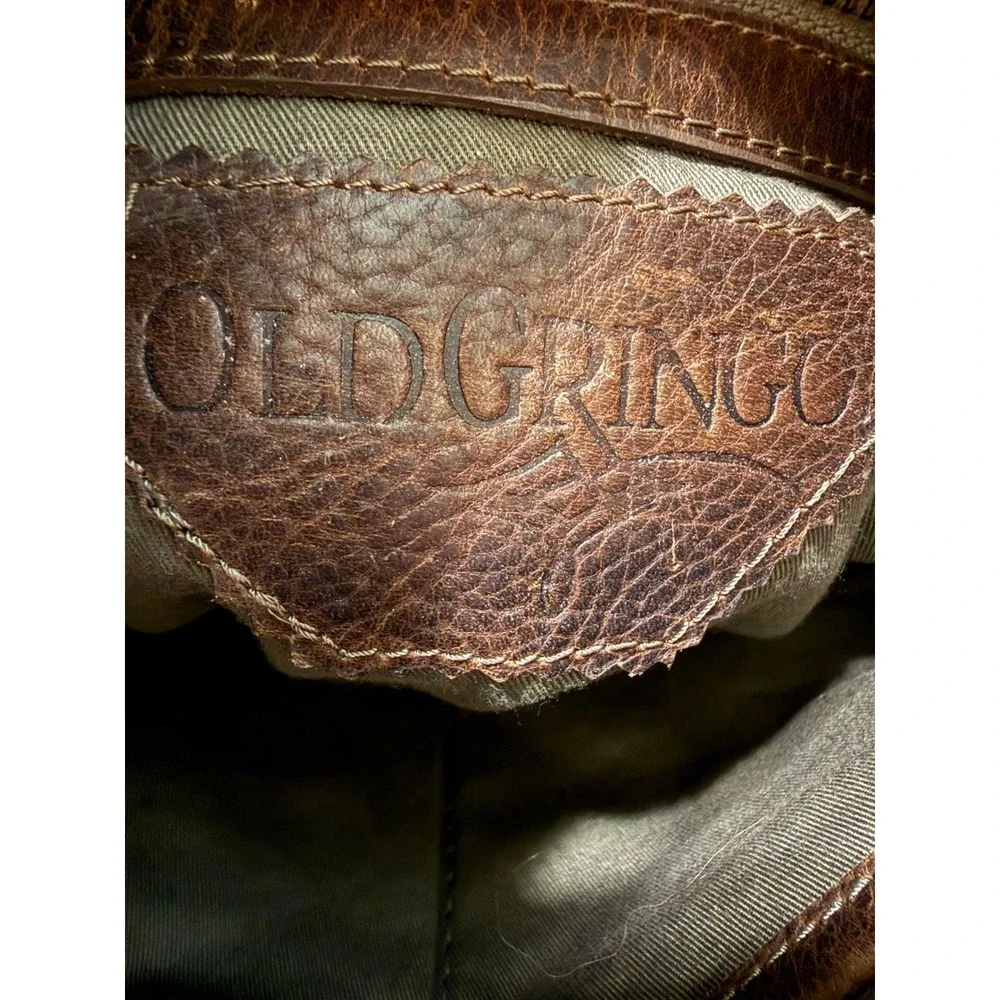 Old Gringo Brown Leather Satchel Handbag Distressed Western Buckle Zip Tote